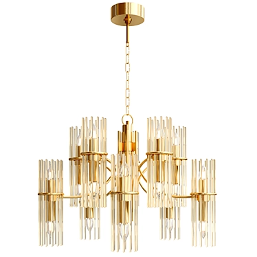 Vintage Mid-Century Brass Chandelier 3D model image 1 