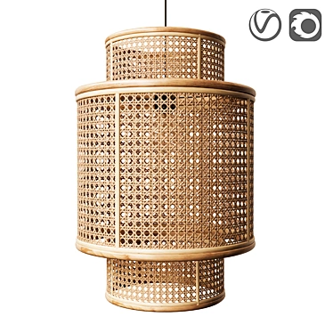 Round Woven Pendant Lamp 30cm 3D model image 1 