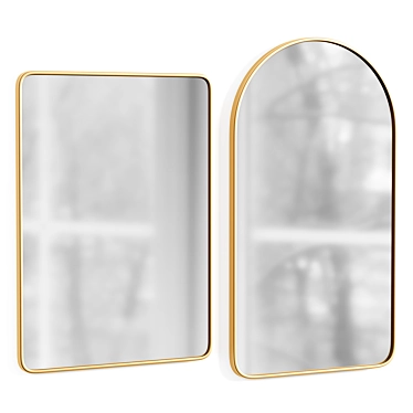 Elegant Arched Metal Mirror 3D model image 1 