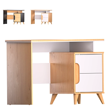 Modern White Writing Desk Solution 3D model image 1 