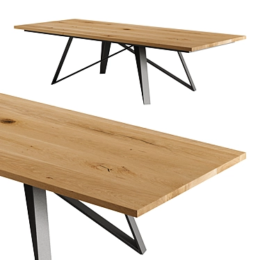 Modern Urban Oak Steel Dining 3D model image 1 