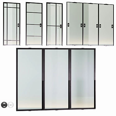 Customizable Glass Door Set 3D model image 1 