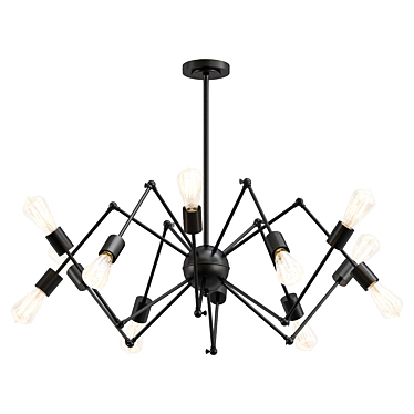 Industrial Swing Arm Chandelier 3D model image 1 