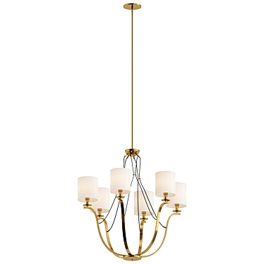 Elegant Natural Brass Chandelier 3D model image 1 