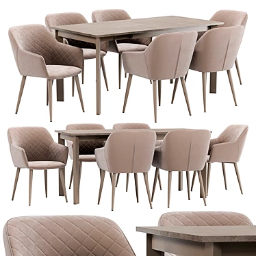Modern Dining Set: Chair & Table 3D model image 1 