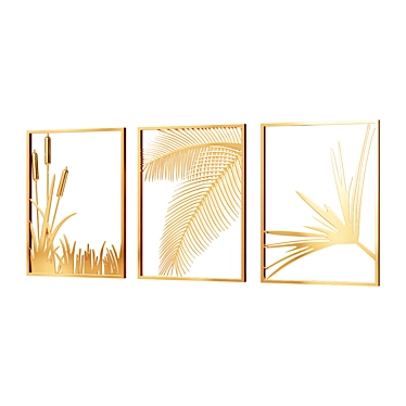 Golden Metal Plant Wall Decor 3D model image 1 