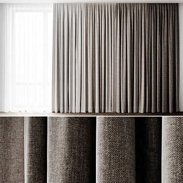  Elegant Lace Trimmed Window Curtains 3D model image 1 