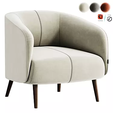 Modern Fabric Armchair: AMALFI. 3D model image 1 