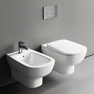 Modern Esedra Wall-Hung Toilet 3D model image 1 