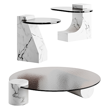 Elegant Marble Coffee Table 3D model image 1 