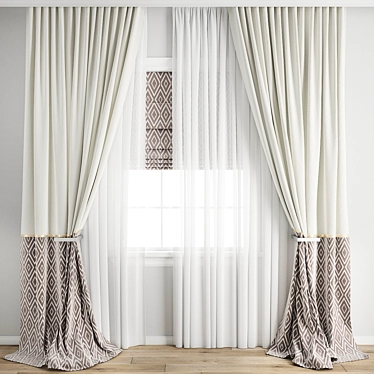 Polygonal Model Curtain 643 Set 3D model image 1 