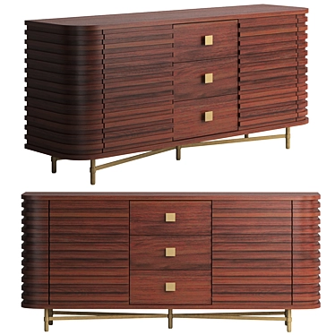 Mahogany Buffet Server Cabinet 3D model image 1 