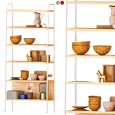 Sustainable Bamboo Shelving Unit 3D model image 1 