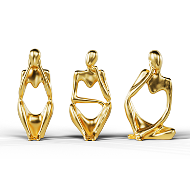 Abstract Golden Statuette Set 3D model image 1 