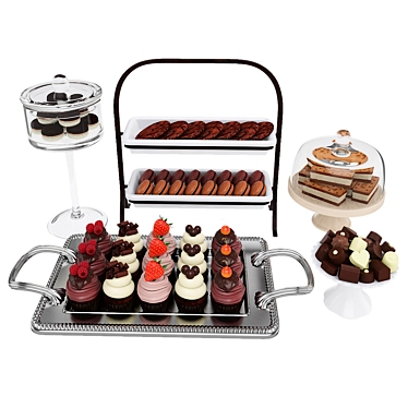 Chocolate Dessert Display Tray Set 3D model image 1 