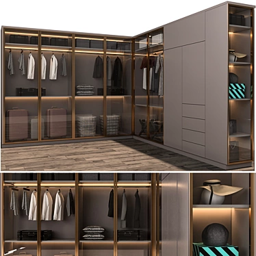 Contemporary Home Wardrobe Furniture Set 3D model image 1 