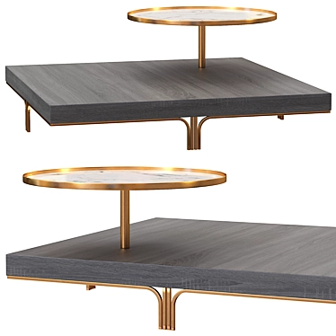 Modern Walnut Coffee Table Design 3D model image 1 