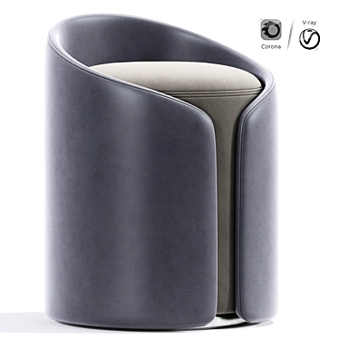 Luxury Upholstered Ottoman Pouf 3D model image 1 