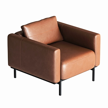 Luxurious Tan Leather Armchair 3D model image 1 