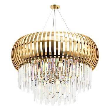 Elegant Crystal Icicle Chandelier Gold 3D model image 1 