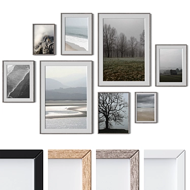 Plain Wood Frame Wall Art Set Minimalist Modern Decor 3D model image 1 