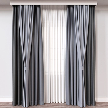 Modern Curtain 3D Model Set 3D model image 1 