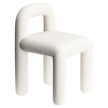 Cozy Boucle Tubular Dining Chair 3D model image 1 