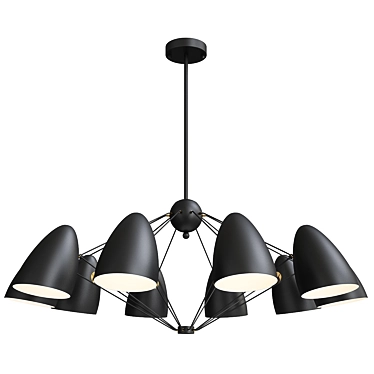 Sleek Sputnik Black Chandelier 3D model image 1 