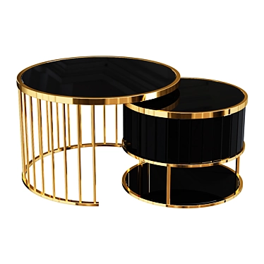 Coffee Table Modern Round Gold & Black Nesting Coffee Table with Shelf Tempered Glass Top 2 Piece Set coffee table