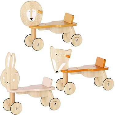 Kids Wooden Bicycle Collection 3D model image 1 