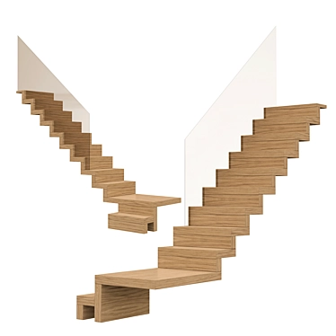 Sleek Wood Staircase Design 3D model image 1 