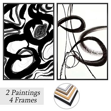  Art Print Set with Frames 3D model image 1 