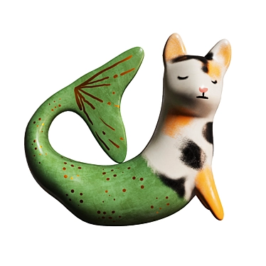 Mermaid Cat Porcelain Figurine - 3D Max Model 3D model image 1 