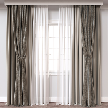 Modern 3D Curtain Model 3D model image 1 