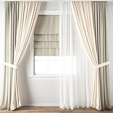 Polygonal Curtain Model Set 3D model image 1 