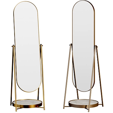 Art Deco Standing Mirror - Marble Brilliance 3D model image 1 