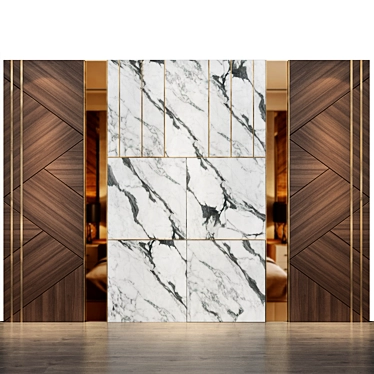 Versatile Wood Marble Mirror Panel 3D model image 1 