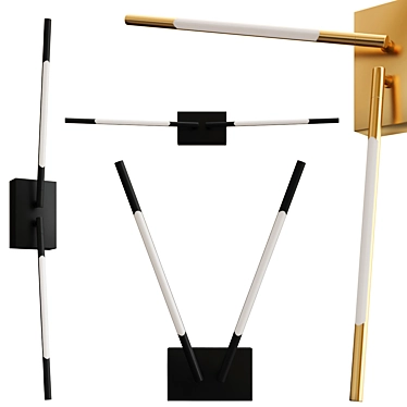 Sleek Gold Black Wall Lamp 3D model image 1 