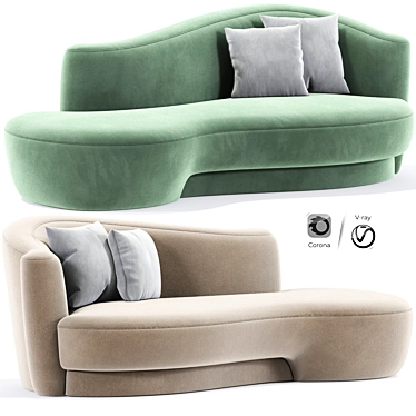 Sleek Curved Sofa Design 3D model image 1 