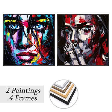 Gallery Art Set with Frames 3D model image 1 