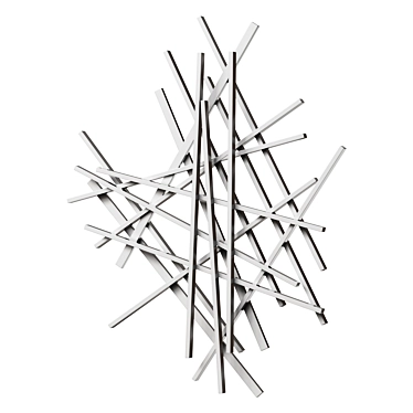 Silver Rod Abstract Wall Decor 3D model image 1 