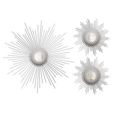 Sunburst Silver Metal Wall Mirrors 3D model image 1 