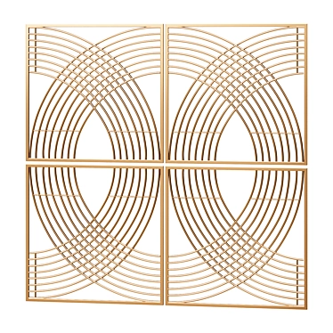 Gold Metal Line Wall Decor 3D model image 1 