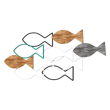 Title: School Of Fish Metal Wall Decor 3D model image 1 