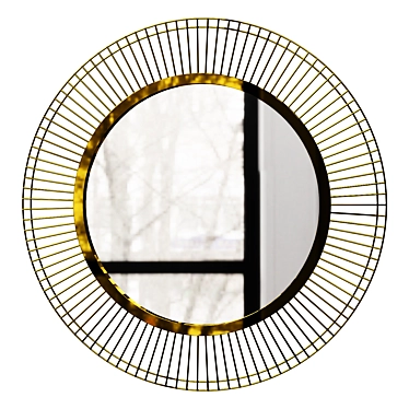 Gold Iron Wall Mirror - Round 3D model image 1 