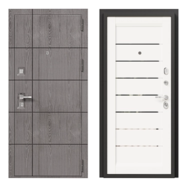 Bravo 14 Metal Door with Mirror Inserts 3D model image 1 