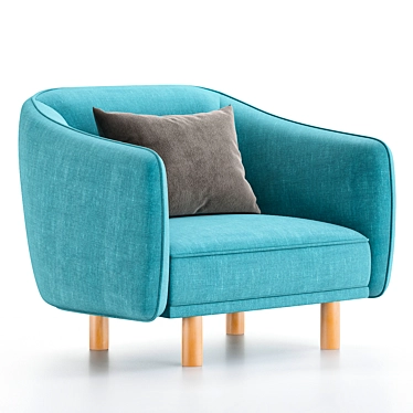 Modern Ocean Blue Accent Chair 3D model image 1 