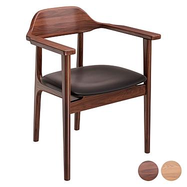 Aire Dining Chair Set, Leather & Wood 3D model image 1 