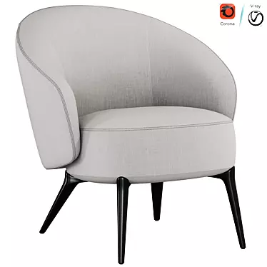 Elegant HELEN Armchair in Coral 3D model image 1 