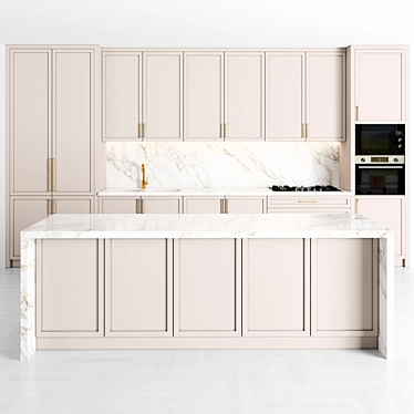 Modern Island Kitchen 3D Model 3D model image 1 